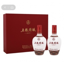 五粮液 精酿(印花中国风精品礼盒)五粮液股份公司出品 五粮精酿 浓香型白酒 52度500ml*2瓶 礼盒装(印花中国风精品礼盒)